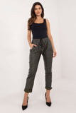 Chic Eco-Leather Tapered Pants with High Rise & Pockets
