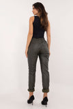 Chic Eco-Leather Tapered Pants with High Rise & Pockets