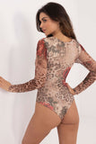 Elegant Floral Animal Print Long Sleeve Bodysuit