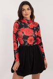 Chic Floral Ribbed Dress with Flared Bottom & Long Sleeves