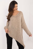 Casual Women's Sweater with Asymmetrical Hem & Heart Neckline