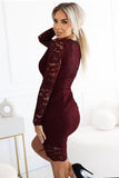 Elegant Burgundy Lace Dress with Sweetheart Neckline