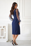 Elegant Sequin Sleeve Dress with Heart Neckline and Draped Hem