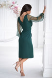 Elegant Dress with Sequin Sleeves and Sweetheart Neckline