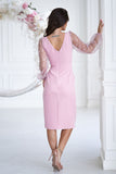 Elegant Dress with Sequined Sleeves and Heart Neckline