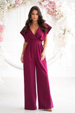 Chic Cut-Out Jumpsuit with Flared Sleeves and Belted Waist