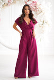 Chic Cut-Out Jumpsuit with Flared Sleeves and Belted Waist