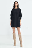 Elegant A-Line Dress with Stylish Pleated 3/4 Sleeves