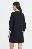 Elegant A-Line Dress with Stylish Pleated 3/4 Sleeves