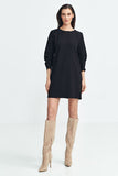 Elegant A-Line Dress with Stylish Pleated 3/4 Sleeves