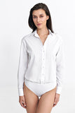 Elegant Long Sleeve Bodysuit with Classic Collar & Cuffs