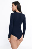 Elegant Modal Bodysuit with Chic Envelope Neckline