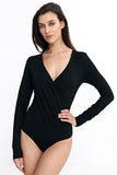 Elegant Modal Bodysuit with Chic Envelope Neckline