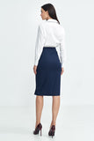 Elegant High-Waist Skirt with Decorative Button and Slit