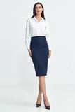 Elegant High-Waist Skirt with Decorative Button and Slit