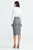 Elegant High-Waist Skirt with Stripes and Slit Detail