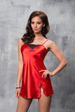 Elegant Satin Chemise with Lace and Bow Details