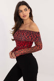 Feminine Blouse with Spanish Neckline & Animal Print