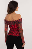 Feminine Blouse with Spanish Neckline & Animal Print