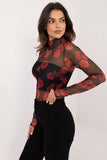 Chic Floral Mesh Turtleneck Blouse for Elegant Occasions