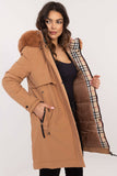 Quilted Warm Jacket with Detachable Hood and Fur Trim