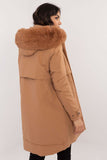 Quilted Warm Jacket with Detachable Hood and Fur Trim