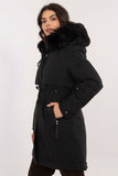 Warm Quilted Jacket with Detachable Fur and Belted Waist