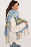 Elegant Checkered Scarf with Tassels for Winter Warmth