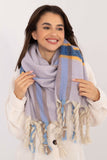 Checkered Winter Scarf with Decorative Tassels for Style