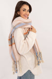 Elegant Checkered Scarf with Tassels for Winter Style