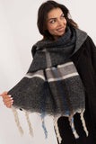 Chic Checkered Scarf with Tassels for Cozy Winter Style