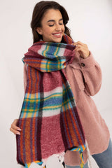 Elegant Check Pattern Scarf with Tassels for Winter Style - red / one-size-fits-all