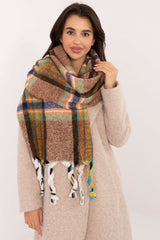 Elegant Check Pattern Scarf with Tassels for Winter Style - brown / one-size-fits-all