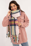 Elegant Check Pattern Scarf with Tassels for Cold Weather