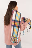 Elegant Check Pattern Scarf with Tassels for Cold Weather