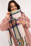 Elegant Check Pattern Scarf with Tassels for Cold Weather