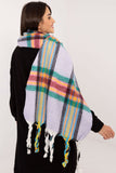 Elegant Check Pattern Scarf with Tassels for Winter Style