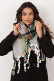 Elegant Check Pattern Scarf with Tassels for Winter Style