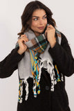 Elegant Check Pattern Scarf with Tassels for Winter Style