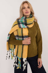Elegant Check Pattern Polyester Scarf with Tassels for Winter - yellow / one-size-fits-all