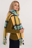 Elegant Check Pattern Polyester Scarf with Tassels for Winter