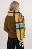 Elegant Check Pattern Polyester Scarf with Tassels for Winter