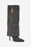 Glamorous Rhinestone Slip-On Stiletto Boots for Women