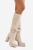 Elegant Slip-On Platform Boots in Eco-Friendly Leather