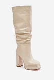 Elegant Slip-On Platform Boots in Eco-Friendly Leather