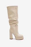 Elegant Slip-On Platform Boots in Eco-Friendly Leather