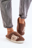 Cozy Teddy Bear Motif Women's Fur Slippers for Chilly Nights
