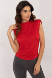 Elegant Sleeveless Blouse with Shoulder Pads and Shine