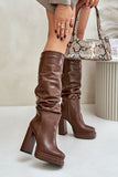 Ecological Leather Slip-On Platform Boots for Women