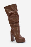 Ecological Leather Slip-On Platform Boots for Women